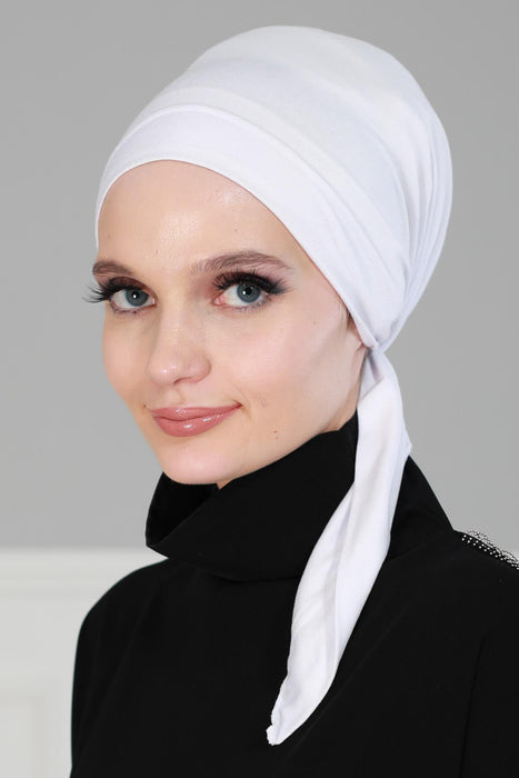Chic Easy Wrap Hijab Cover for Women, Trendy Hijab for Stylish Look, Soft Comfortable Turban Head Covering, Chic Single Color Headscarf,B-45 White
