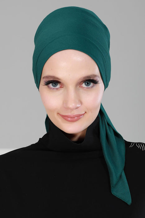 Chic Easy Wrap Hijab Cover for Women, Trendy Hijab for Stylish Look, Soft Comfortable Turban Head Covering, Chic Single Color Headscarf,B-45 Green