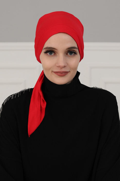 Chic Easy Wrap Hijab Cover for Women, Trendy Hijab for Stylish Look, Soft Comfortable Turban Head Covering, Chic Single Color Headscarf,B-45 Red