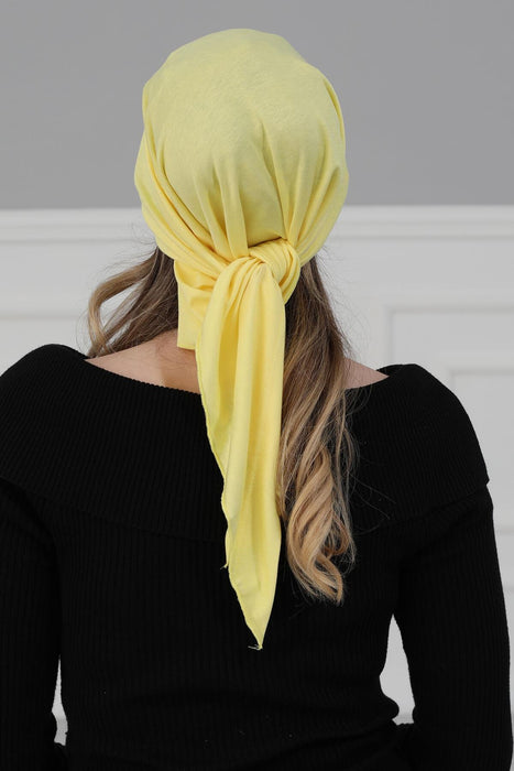 Chic Easy Wrap Hijab Cover for Women, Trendy Hijab for Stylish Look, Soft Comfortable Turban Head Covering, Chic Single Color Headscarf,B-45 Yellow