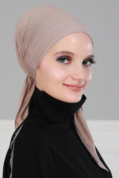 Chic Easy Wrap Hijab Cover for Women, Trendy Hijab for Stylish Look, Soft Comfortable Turban Head Covering, Chic Single Color Headscarf,B-45 Mink