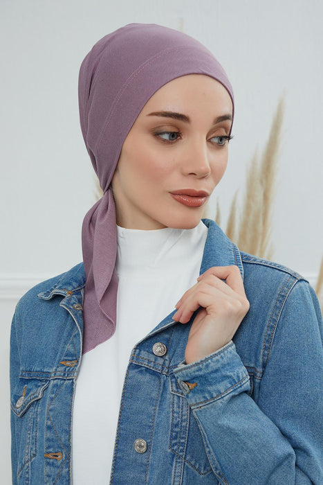 Chic Easy Wrap Hijab Cover for Women, Trendy Hijab for Stylish Look, Soft Comfortable Turban Head Covering, Chic Single Color Headscarf,B-45 Lilac