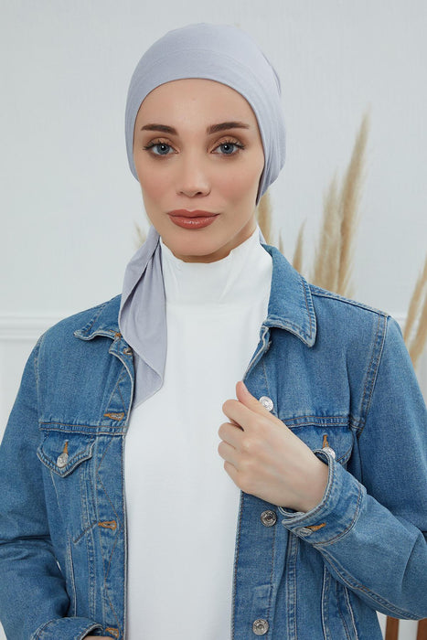 Chic Easy Wrap Hijab Cover for Women, Trendy Hijab for Stylish Look, Soft Comfortable Turban Head Covering, Chic Single Color Headscarf,B-45 Grey 2