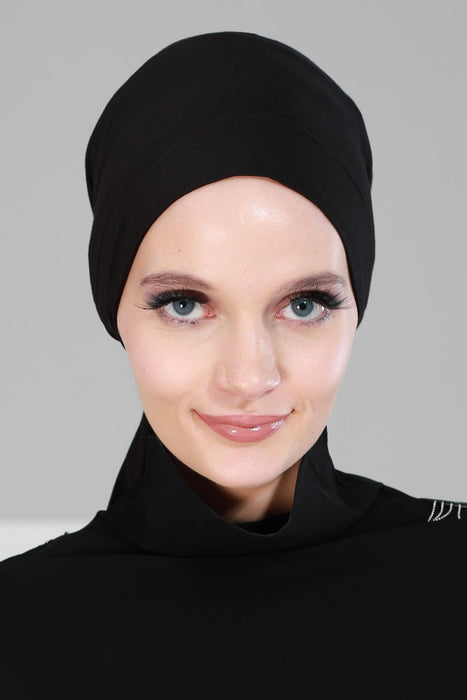 Chic Easy Wrap Hijab Cover for Women, Trendy Hijab for Stylish Look, Soft Comfortable Turban Head Covering, Chic Single Color Headscarf,B-45 Black