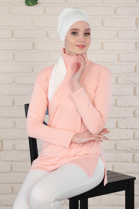 Chic Instant Turban Headscarf, Ready to Wear Instant Hijab, Easy Wrap & Trendy Turban Hijab Design, Stylish Chemo Cancer Cap for Women,B-49 White