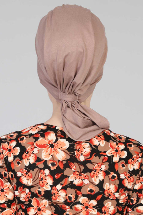 Chic Instant Turban Headscarf, Ready to Wear Instant Hijab, Easy Wrap & Trendy Turban Hijab Design, Stylish Chemo Cancer Cap for Women,B-49 Mink