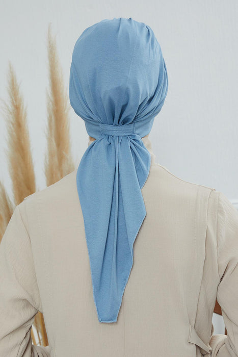 Chic Instant Turban Headscarf, Ready to Wear Instant Hijab, Easy Wrap & Trendy Turban Hijab Design, Stylish Chemo Cancer Cap for Women,B-49 Blue