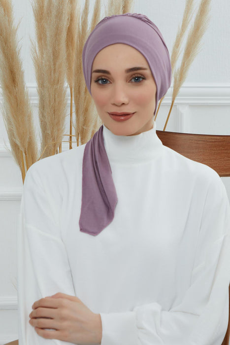 Chic Instant Turban Headscarf, Ready to Wear Instant Hijab, Easy Wrap & Trendy Turban Hijab Design, Stylish Chemo Cancer Cap for Women,B-49 Lilac