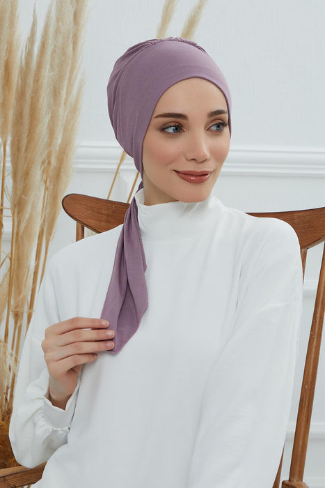 Chic Instant Turban Headscarf, Ready to Wear Instant Hijab, Easy Wrap & Trendy Turban Hijab Design, Stylish Chemo Cancer Cap for Women,B-49 Lilac