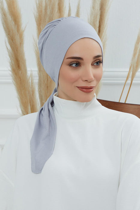 Chic Instant Turban Headscarf, Ready to Wear Instant Hijab, Easy Wrap & Trendy Turban Hijab Design, Stylish Chemo Cancer Cap for Women,B-49 Grey 2