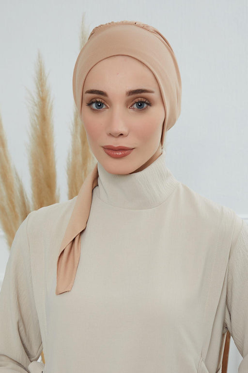 Chic Instant Turban Headscarf, Ready to Wear Instant Hijab, Easy Wrap & Trendy Turban Hijab Design, Stylish Chemo Cancer Cap for Women,B-49 Sand Brown