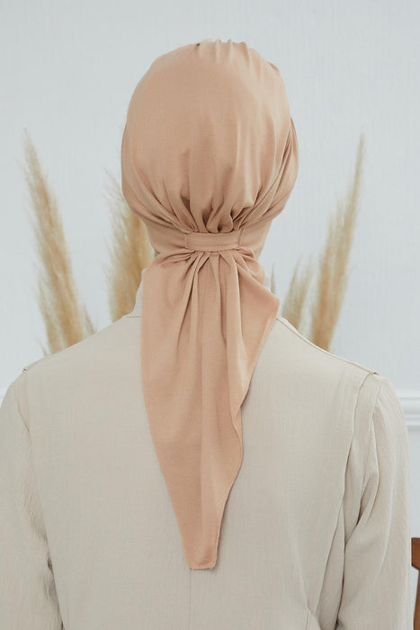 Chic Instant Turban Headscarf, Ready to Wear Instant Hijab, Easy Wrap & Trendy Turban Hijab Design, Stylish Chemo Cancer Cap for Women,B-49 Sand Brown