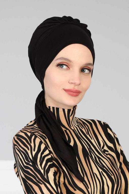 Chic Instant Turban Headscarf, Ready to Wear Instant Hijab, Easy Wrap & Trendy Turban Hijab Design, Stylish Chemo Cancer Cap for Women,B-49 Black