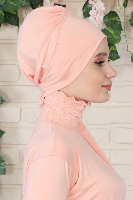 Chic Instant Turban Headscarf, Ready to Wear Instant Hijab, Easy Wrap & Trendy Turban Hijab Design, Stylish Chemo Cancer Cap for Women,B-49 Powder