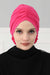Chic Rose Accent Instant Turban Hijab for Women, Cotton Scarf Chemo Head Wrap, Plain Bonnet Cap with a Beautiful Big Handmade Rose,B-21 Fuchsia