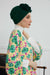 Chic Rose Accent Instant Turban Hijab for Women, Cotton Scarf Chemo Head Wrap, Plain Bonnet Cap with a Beautiful Big Handmade Rose,B-21 Green