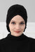 Chic Rose Accent Instant Turban Hijab for Women, Cotton Scarf Chemo Head Wrap, Plain Bonnet Cap with a Beautiful Big Handmade Rose,B-21 Black