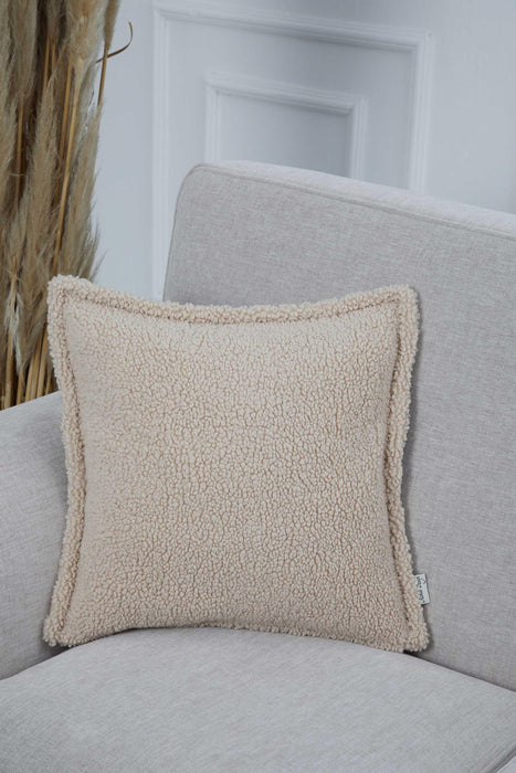 Chic Teddy Square Throw Pillow Cover, 18x18 Inches Soft Touch Teddy Pillow Cover for Couch and Sofa, Trendy Throw Pillow Cover,K-309 Beige