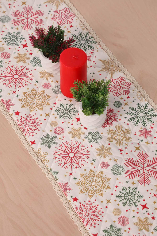 Christmas Table Runner with Lace Embroidery Table Cloth for Home Kitchen Decorations Wedding, Parties, BBQs, Everyday,R-38K Star Pattern 1 - Mustard Yellow