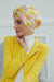 Combed Cotton Patterned Turban Bonnet with a Big Bow, Elegant and Comfortable Pre-Tied Instant Turban Hair Cover for Women,B-11YD Floral Sunrise