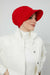 Cotton Visor Turban Head Cover, Visor Newsboy Hat for Women, 95% Cotton Plain Casual Hijab Bonnet Cap, Sun Protective Visor Chemo Cap,B-73 Red