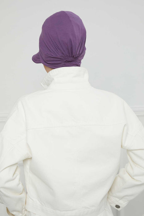 Cotton Visor Turban Head Cover, Visor Newsboy Hat for Women, 95% Cotton Plain Casual Hijab Bonnet Cap, Sun Protective Visor Chemo Cap,B-73 Purple 2
