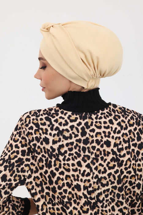 Cozy Maharajah-Style Winter Turban Bonnet, Soft Polyviscose Interlock Fabric, Stretchable One-Size Headwrap Ideal for Cold Weather,B-4IV