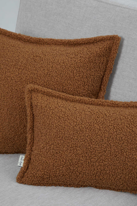 Cozy Teddy Lumbar Pillow Cover with Extremely Soft Touch, 20x12 Inches Plush Textured Cushion Cover for Living Room and Bedroom Decors,K-308 Light Brown