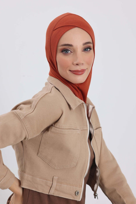 Turbanhaube innen mit Kreuzstich-Design für Damen, Turbanhaube innen in Einheitsgröße für Damen, schlichte gerippte Hijab-Turbanhaube für den Winter, TB-4RB