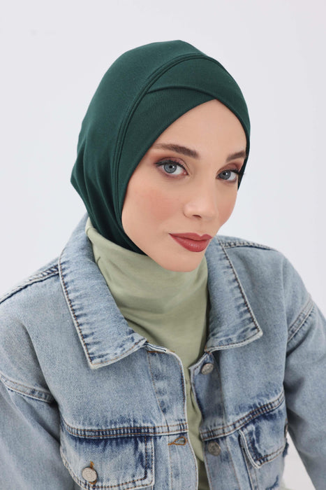 Turbanhaube innen mit Kreuzstich-Design für Damen, Turbanhaube innen in Einheitsgröße für Damen, schlichte gerippte Hijab-Turbanhaube für den Winter, TB-4RB