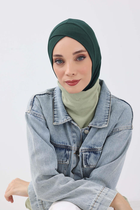 Turbanhaube innen mit Kreuzstich-Design für Damen, Turbanhaube innen in Einheitsgröße für Damen, schlichte gerippte Hijab-Turbanhaube für den Winter, TB-4RB