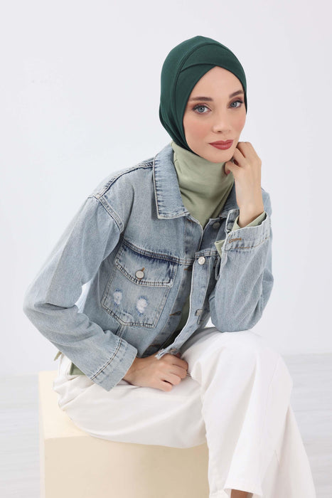 Turbanhaube innen mit Kreuzstich-Design für Damen, Turbanhaube innen in Einheitsgröße für Damen, schlichte gerippte Hijab-Turbanhaube für den Winter, TB-4RB