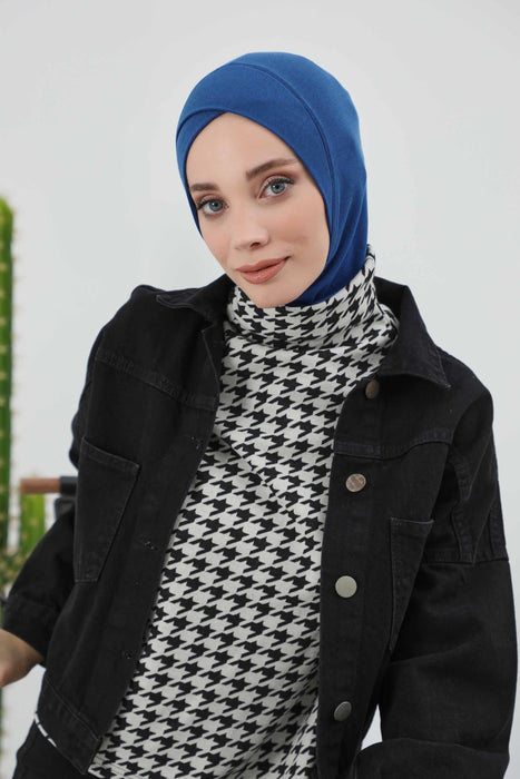 Turbanhaube innen mit Kreuzstich-Design für Damen, Turbanhaube innen in Einheitsgröße für Damen, schlichte gerippte Hijab-Turbanhaube für den Winter, TB-4RB