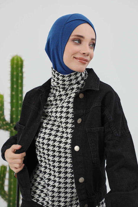 Turbanhaube innen mit Kreuzstich-Design für Damen, Turbanhaube innen in Einheitsgröße für Damen, schlichte gerippte Hijab-Turbanhaube für den Winter, TB-4RB