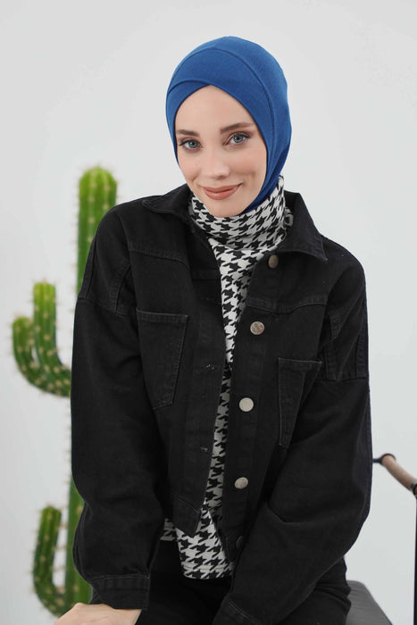 Turbanhaube innen mit Kreuzstich-Design für Damen, Turbanhaube innen in Einheitsgröße für Damen, schlichte gerippte Hijab-Turbanhaube für den Winter, TB-4RB