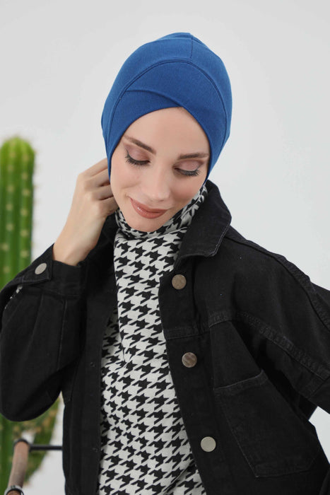 Turbanhaube innen mit Kreuzstich-Design für Damen, Turbanhaube innen in Einheitsgröße für Damen, schlichte gerippte Hijab-Turbanhaube für den Winter, TB-4RB