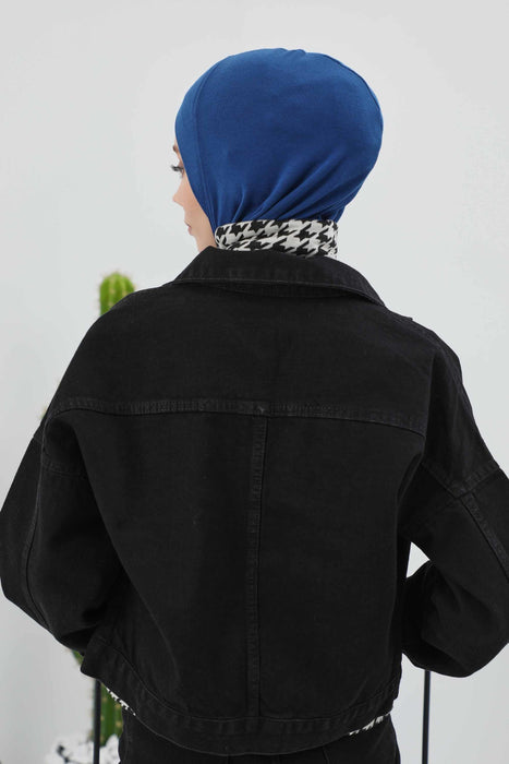 Turbanhaube innen mit Kreuzstich-Design für Damen, Turbanhaube innen in Einheitsgröße für Damen, schlichte gerippte Hijab-Turbanhaube für den Winter, TB-4RB