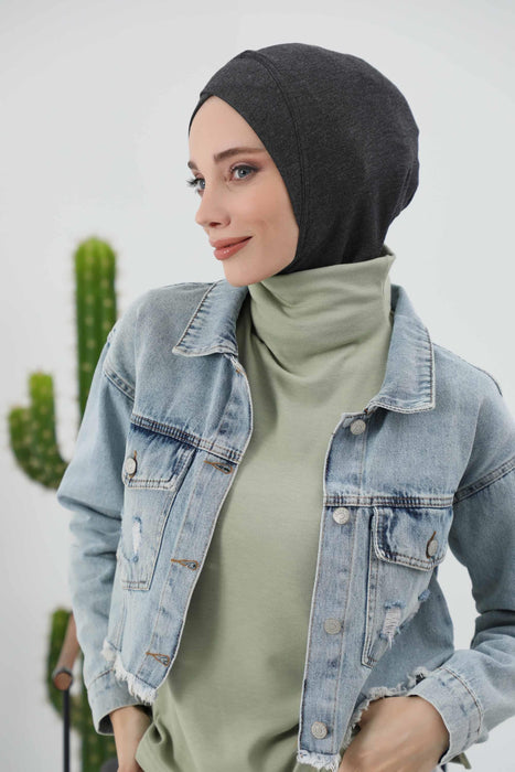 Turbanhaube innen mit Kreuzstich-Design für Damen, Turbanhaube innen in Einheitsgröße für Damen, schlichte gerippte Hijab-Turbanhaube für den Winter, TB-4RB