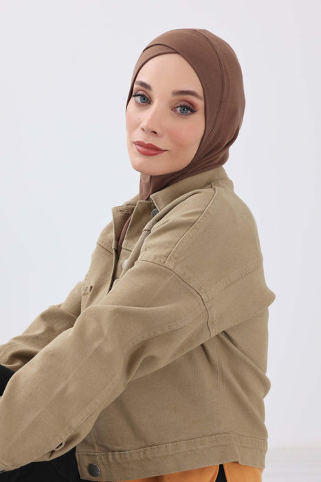 Turbanhaube innen mit Kreuzstich-Design für Damen, Turbanhaube innen in Einheitsgröße für Damen, schlichte gerippte Hijab-Turbanhaube für den Winter, TB-4RB