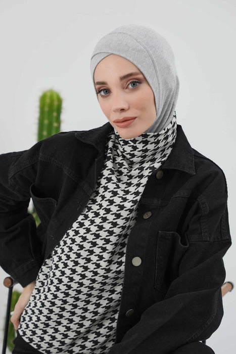 Turbanhaube innen mit Kreuzstich-Design für Damen, Turbanhaube innen in Einheitsgröße für Damen, schlichte gerippte Hijab-Turbanhaube für den Winter, TB-4RB