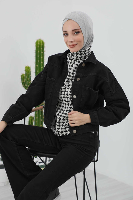 Turbanhaube innen mit Kreuzstich-Design für Damen, Turbanhaube innen in Einheitsgröße für Damen, schlichte gerippte Hijab-Turbanhaube für den Winter, TB-4RB