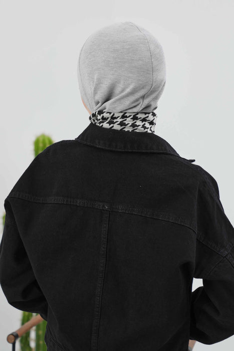 Turbanhaube innen mit Kreuzstich-Design für Damen, Turbanhaube innen in Einheitsgröße für Damen, schlichte gerippte Hijab-Turbanhaube für den Winter, TB-4RB