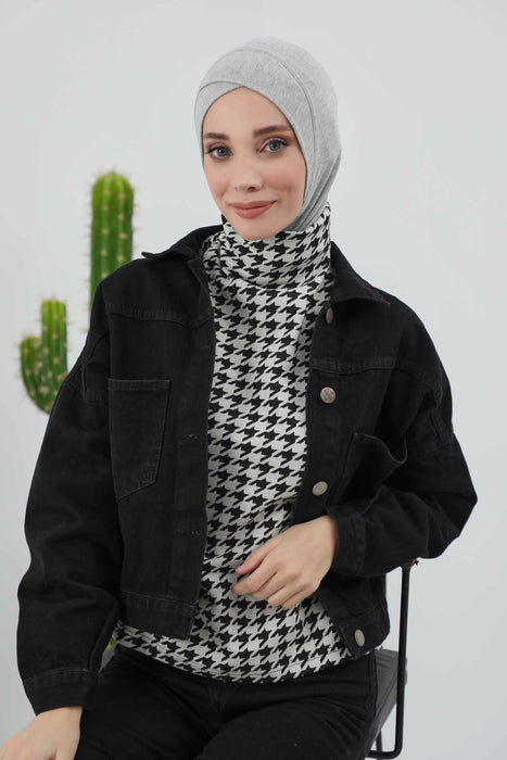 Turbanhaube innen mit Kreuzstich-Design für Damen, Turbanhaube innen in Einheitsgröße für Damen, schlichte gerippte Hijab-Turbanhaube für den Winter, TB-4RB