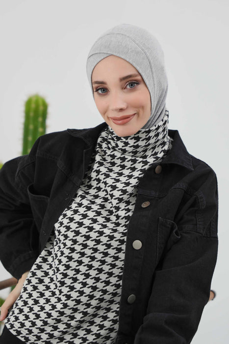 Turbanhaube innen mit Kreuzstich-Design für Damen, Turbanhaube innen in Einheitsgröße für Damen, schlichte gerippte Hijab-Turbanhaube für den Winter, TB-4RB