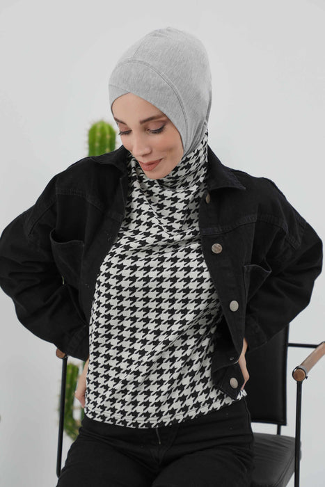 Turbanhaube innen mit Kreuzstich-Design für Damen, Turbanhaube innen in Einheitsgröße für Damen, schlichte gerippte Hijab-Turbanhaube für den Winter, TB-4RB