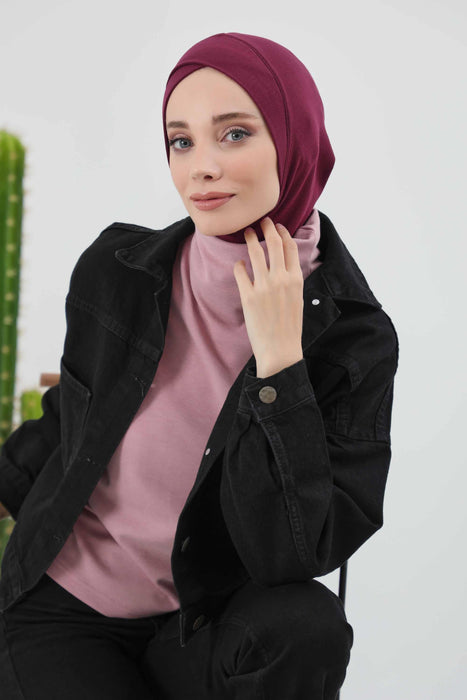 Turbanhaube innen mit Kreuzstich-Design für Damen, Turbanhaube innen in Einheitsgröße für Damen, schlichte gerippte Hijab-Turbanhaube für den Winter, TB-4RB