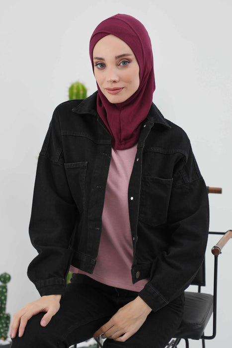 Turbanhaube innen mit Kreuzstich-Design für Damen, Turbanhaube innen in Einheitsgröße für Damen, schlichte gerippte Hijab-Turbanhaube für den Winter, TB-4RB