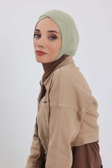 Turbanhaube innen mit Kreuzstich-Design für Damen, Turbanhaube innen in Einheitsgröße für Damen, schlichte gerippte Hijab-Turbanhaube für den Winter, TB-4RB