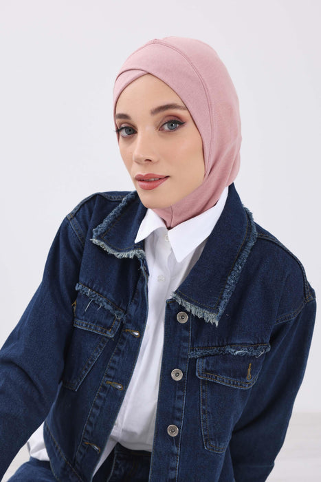 Turbanhaube innen mit Kreuzstich-Design für Damen, Turbanhaube innen in Einheitsgröße für Damen, schlichte gerippte Hijab-Turbanhaube für den Winter, TB-4RB