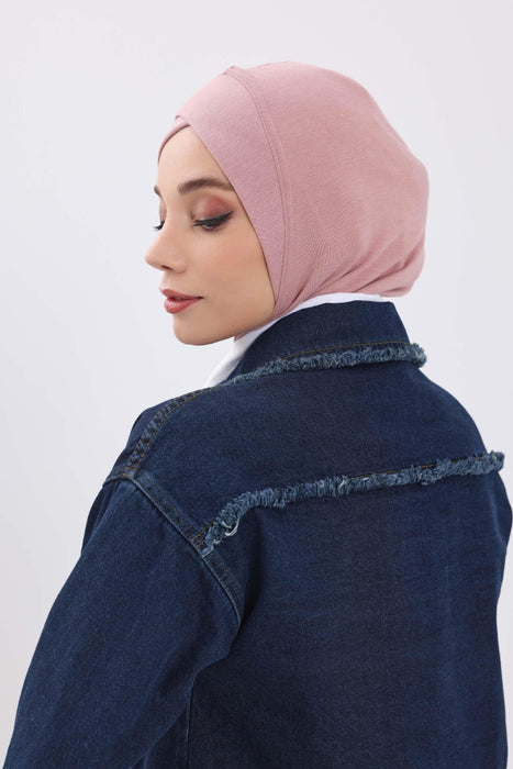 Turbanhaube innen mit Kreuzstich-Design für Damen, Turbanhaube innen in Einheitsgröße für Damen, schlichte gerippte Hijab-Turbanhaube für den Winter, TB-4RB